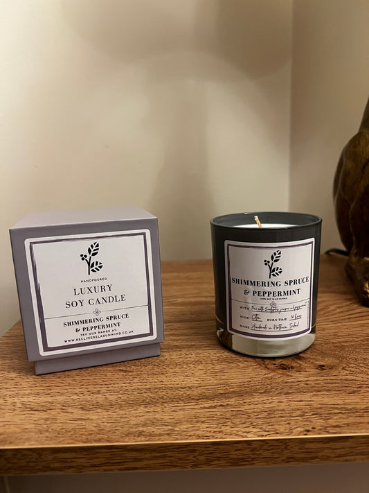 Shimmering Spruce & Peppermint – Hand Poured Soy Candle